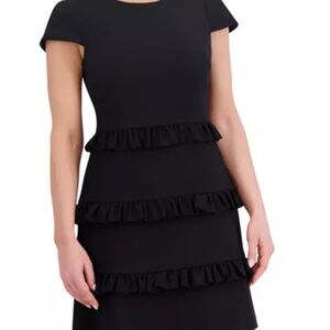 Eliza J size 18W black Women's Ruffle-Tiered A-Line Dress